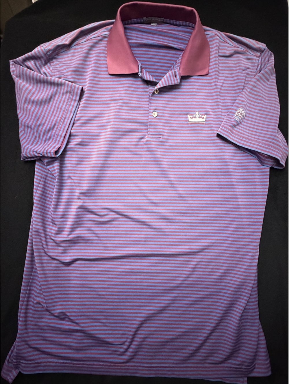Peter Millar Summer Comfort Purple and Blue Striped Polo Shirt Size L - Picture 5 of 6